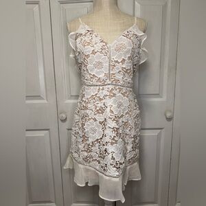 Lush White Floral Lace Mini Dress